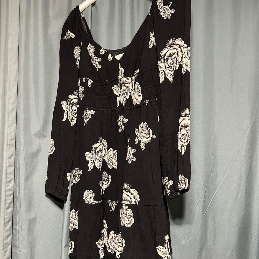 Altar’d State Floral Black and White Dress